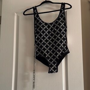 MK Black and White Patterned Bathing Suit